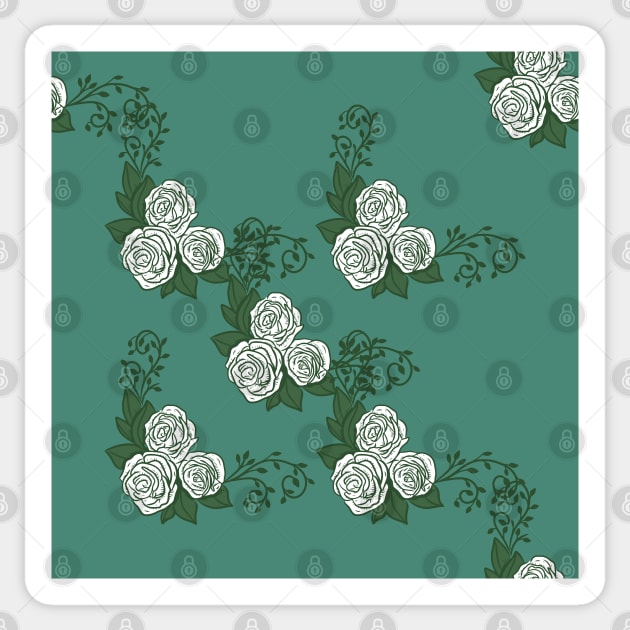 White Roses Pattern in Alexandrite Birthstone Color Sticker by aybe7elf